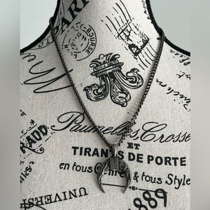 Dark Silver Talisman Pendant Necklace – Gunmetal Chain